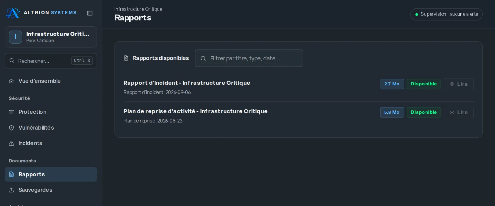 Espace client : rapports d’audit et plan de reprise disponibles au téléchargement